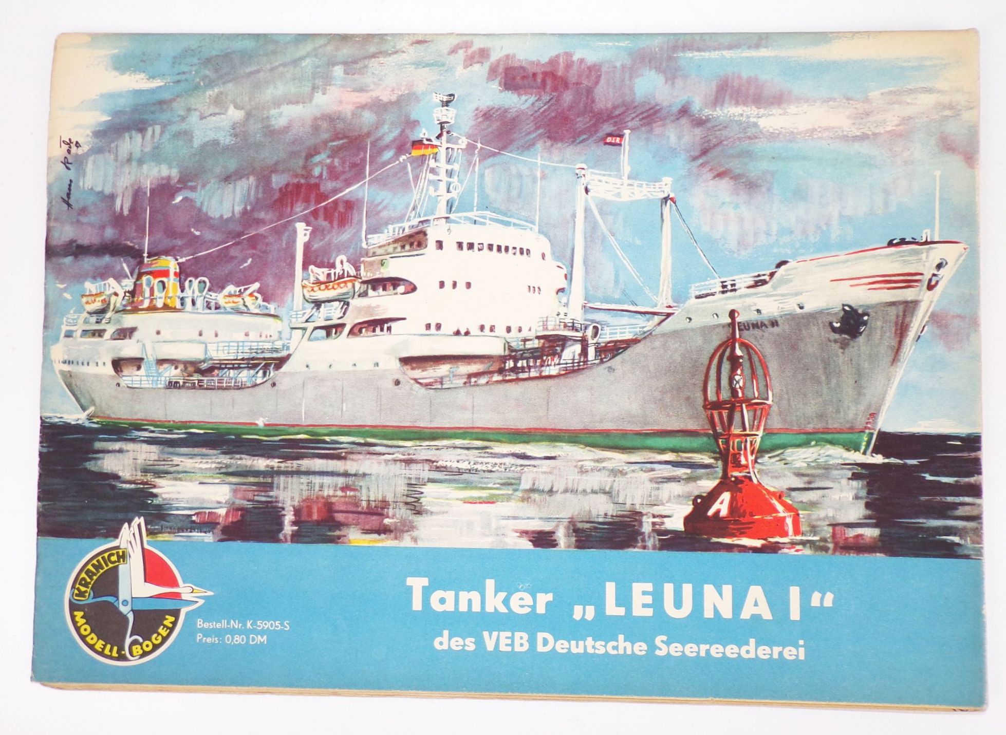Tanker Leuna Schiff Kranich Modellbogen DDR 1959 Bastelbogen 