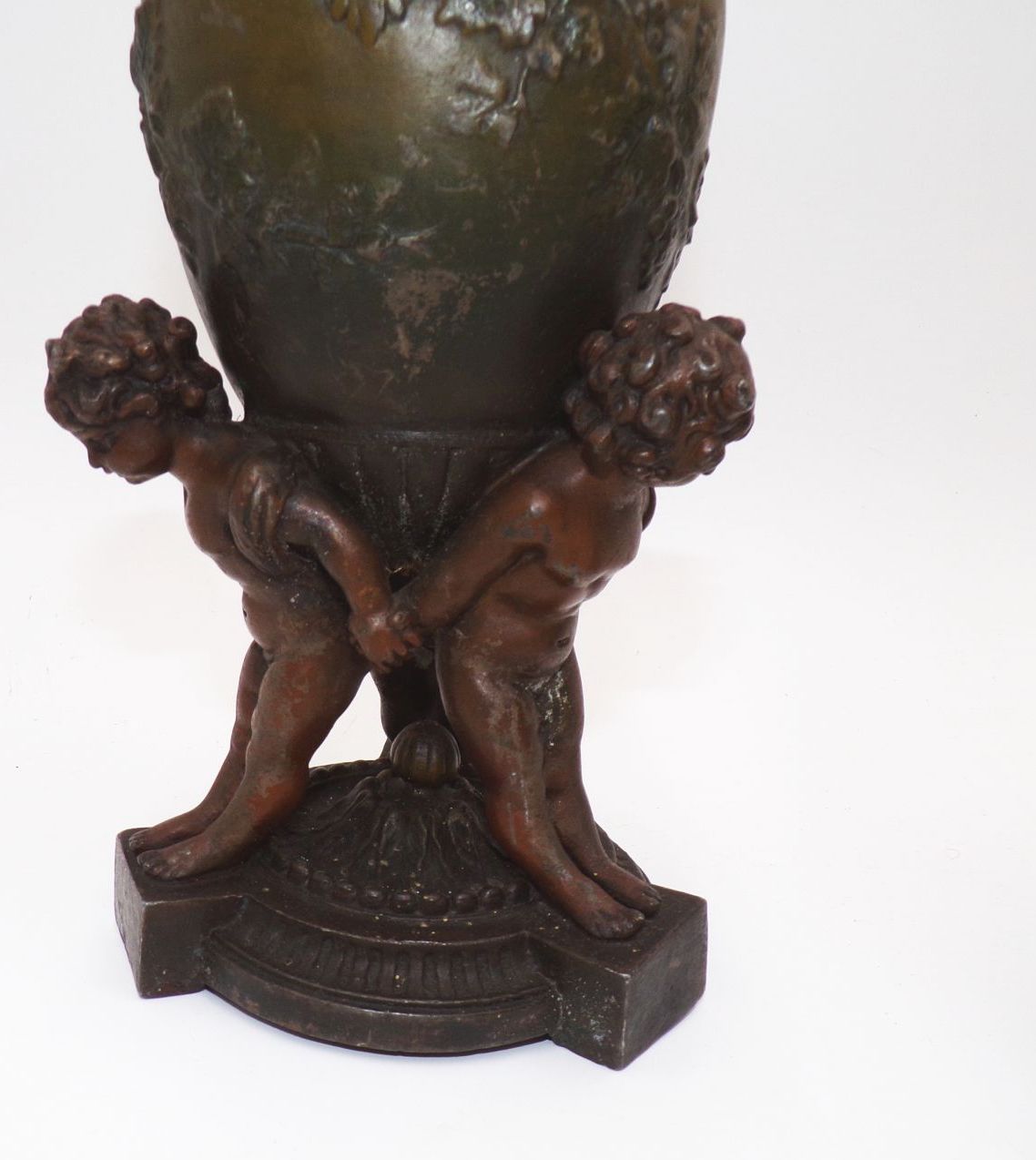 Alte Bronze Amphoren 2 Stück Eugene Provost signiert Putto Engel