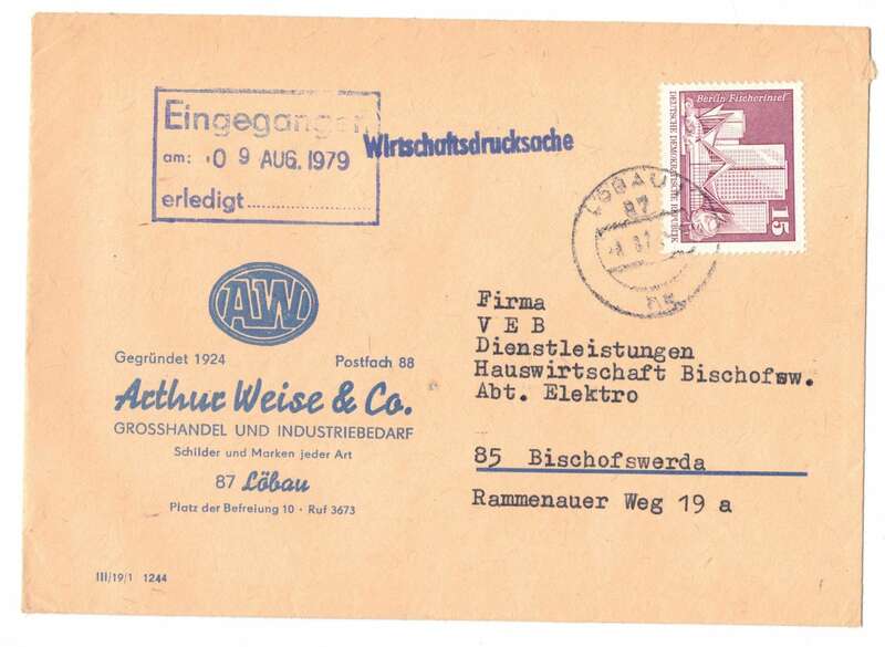 Firmen Brief Arthur Weise & Co Löbau 1979 DDR