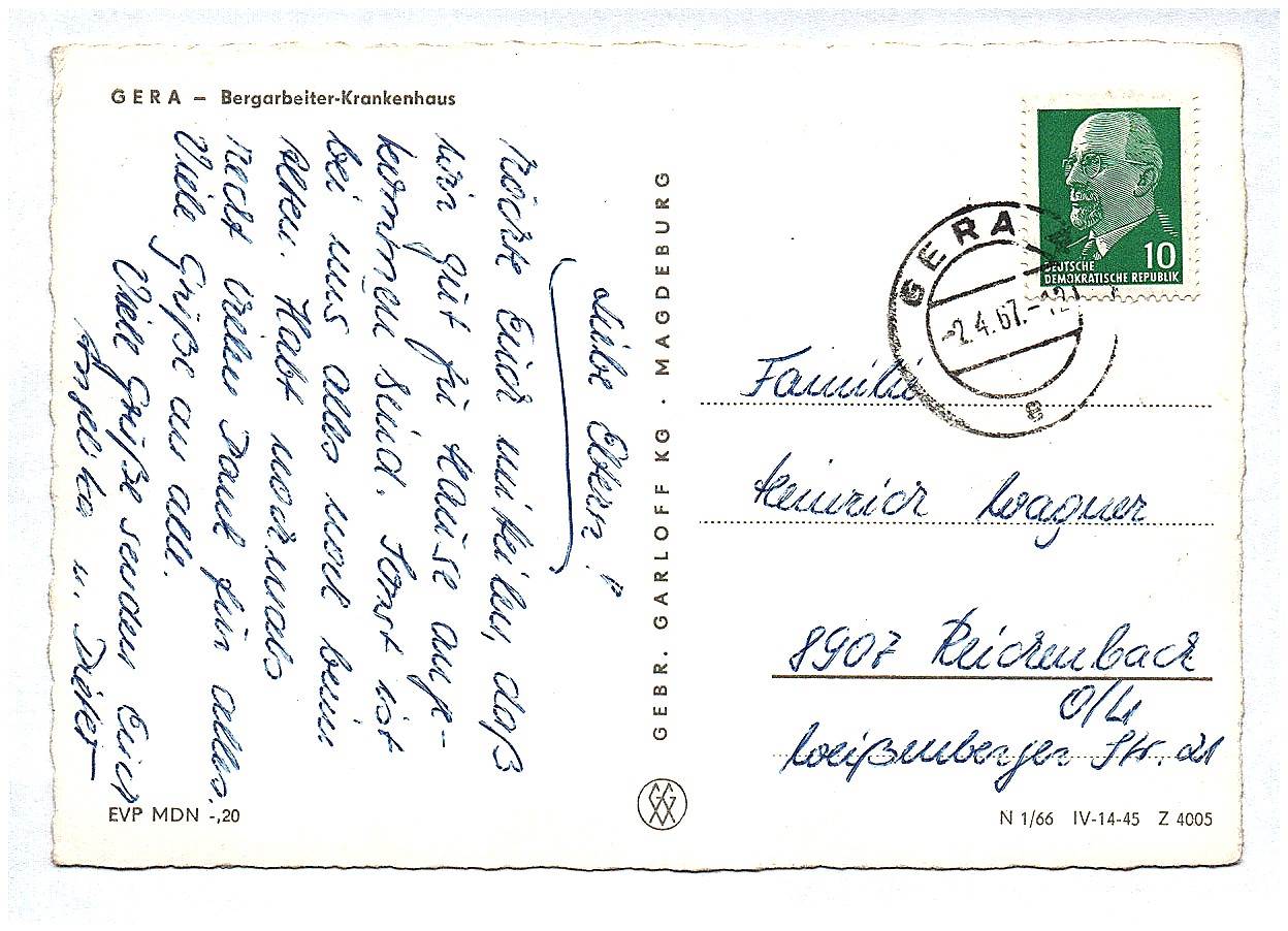 Ak Bergarbeiter Krankenhaus DDR 1967 Gera