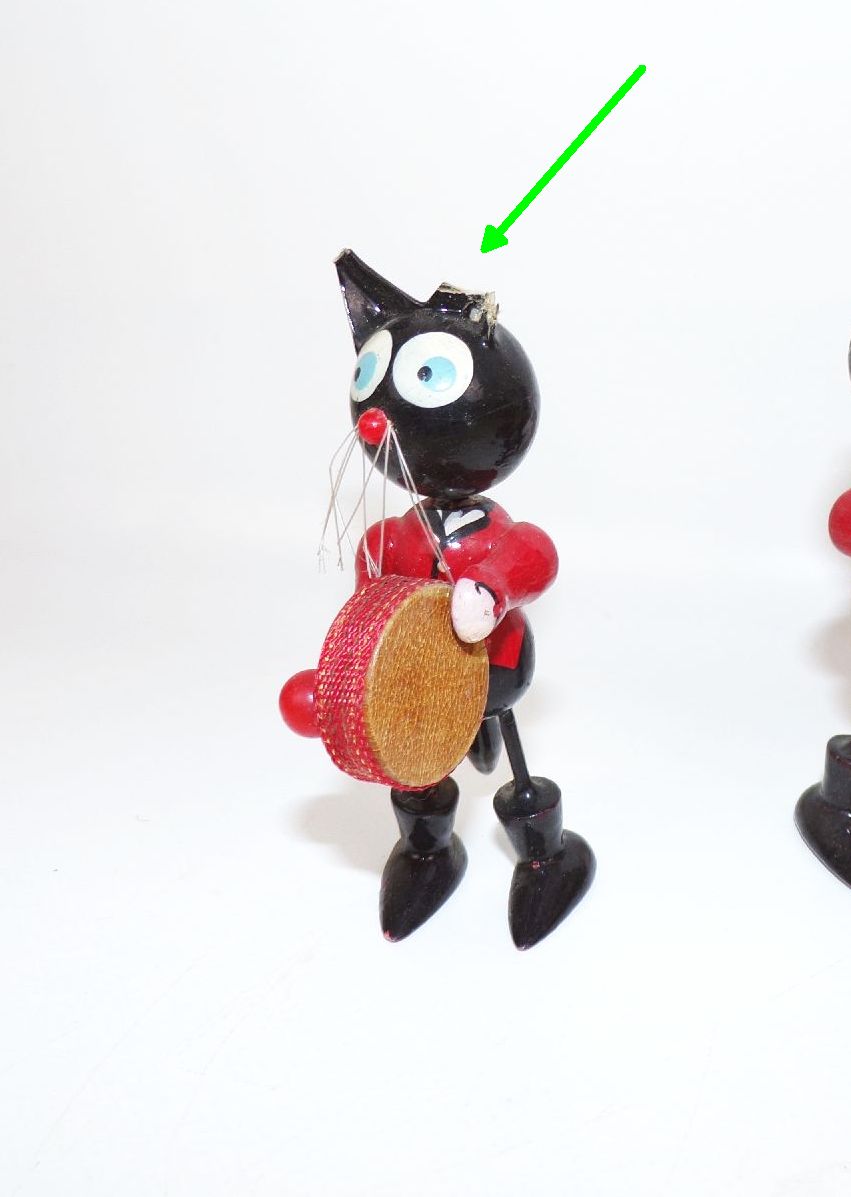 Alte Katzen Kapelle Klavier Musiker wohl Expertic DDR Figuren cats