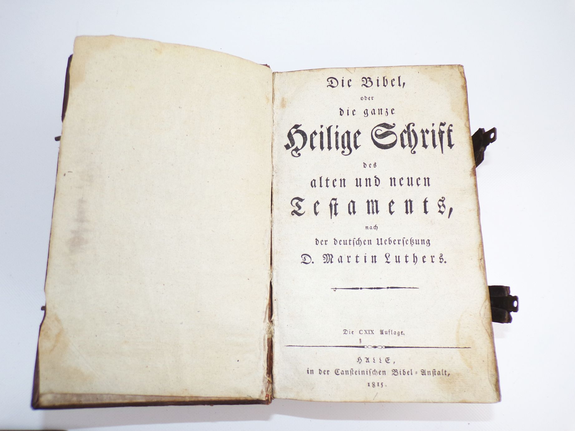 Die Bibel oder die ganze Heilige Schrift 1815 Luther Ledereinband Deko