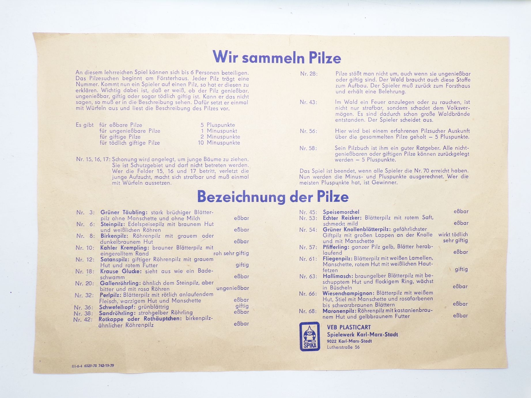 Wir sammeln Pilze DDR Würfelspiel Spika original Brettspiel Wir sammeln Pilze DDR Würfelspiel Spika original Brettspiel