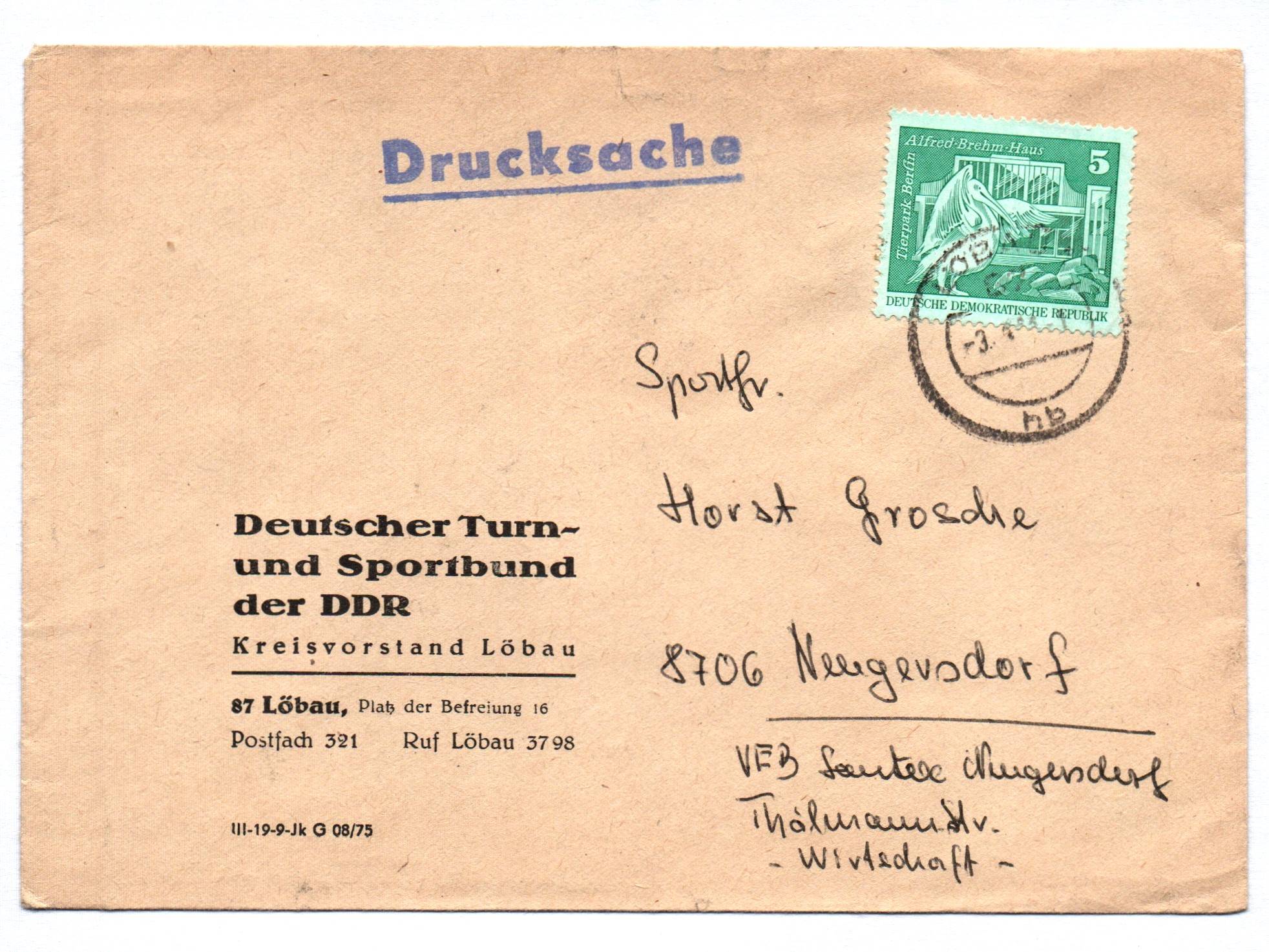 Drucksache Deutscher Turn und Sportbund DDR Löbau 1975 Drucksache Deutscher Turn und Sportbund DDR Löbau 1975