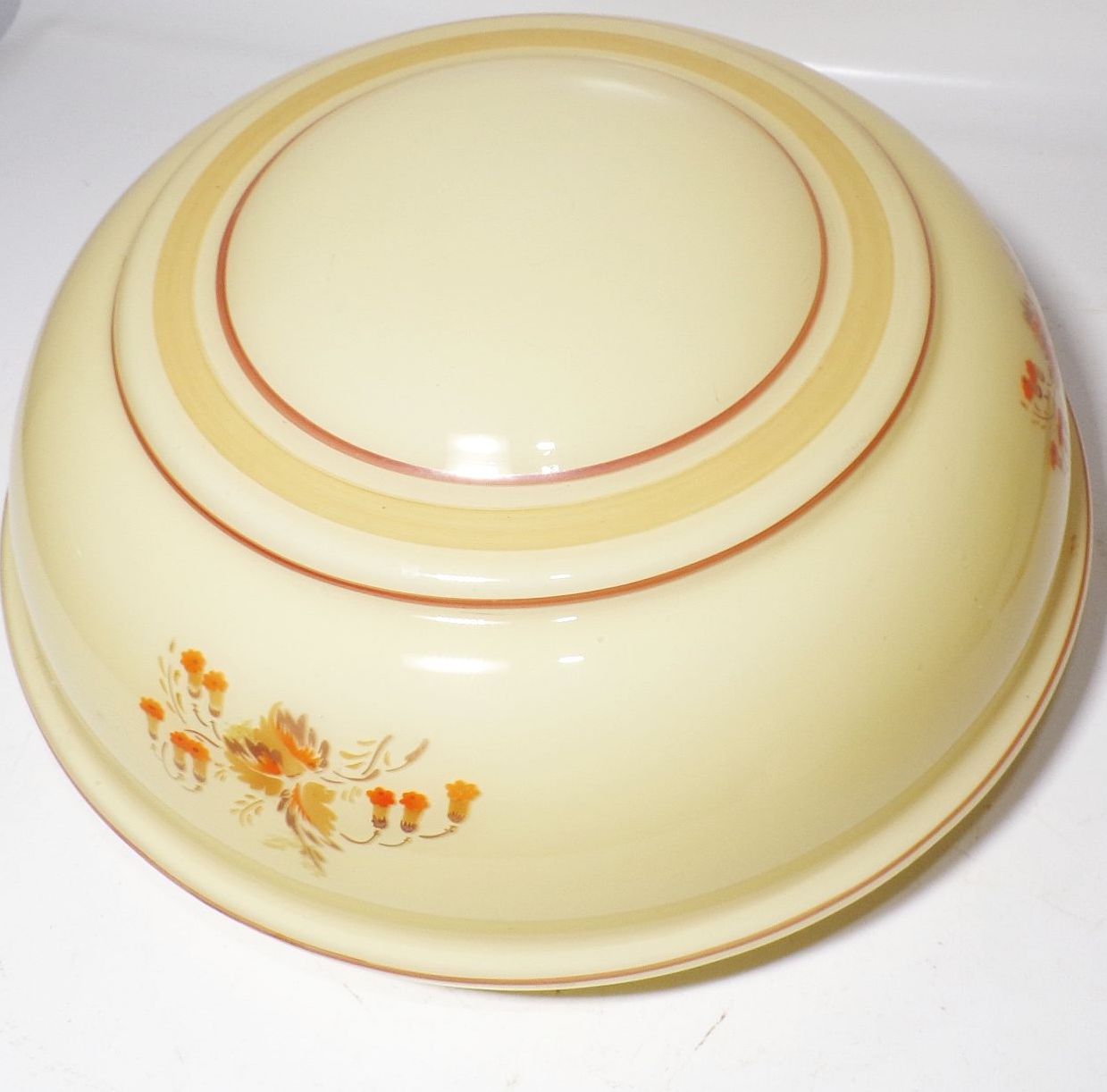 Alter Lampenschirm geschlossene Schale beige Floral 1940 1950er Ersatzschirm