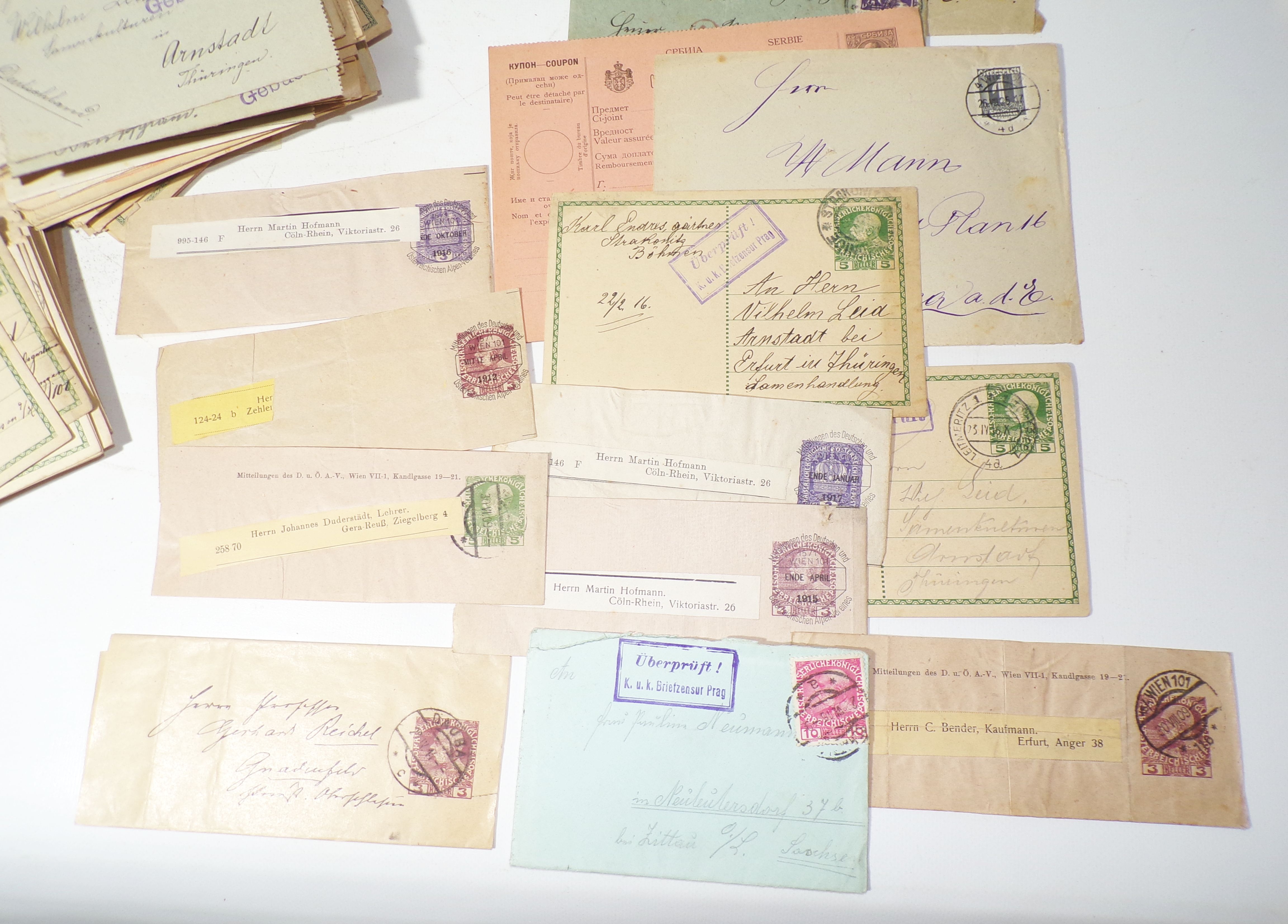 Konvolut Österreich Briefe Zeitungsstreifen Ganzsache KuK Zensur Stempel 