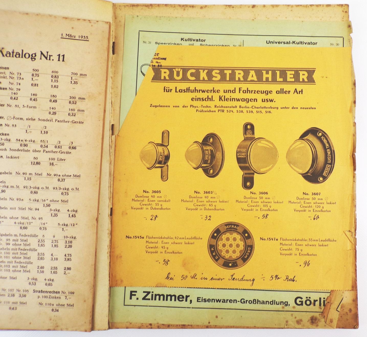 Alter Katalog Zimmer Görlitz Eisenwaren Werkzeuge Stahlwaren Öfen 
