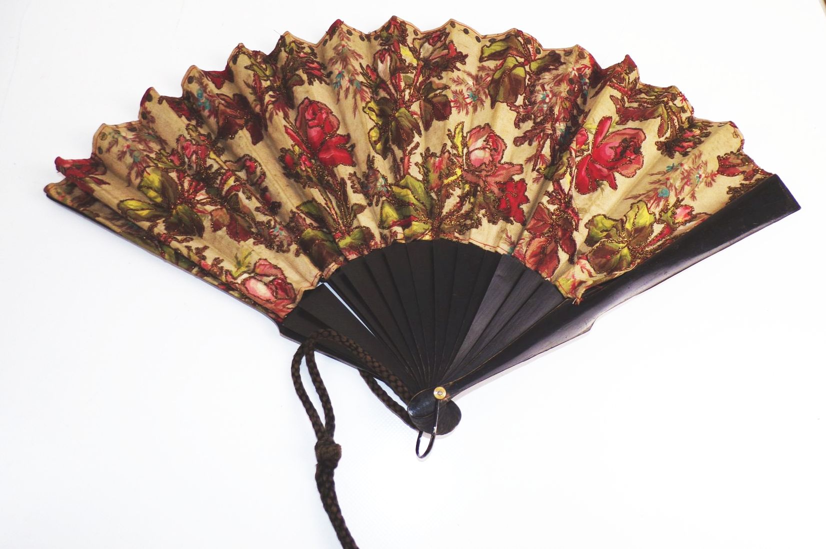 Alter Fächer Rosen Motiv Requisit Accessoire Vintage
