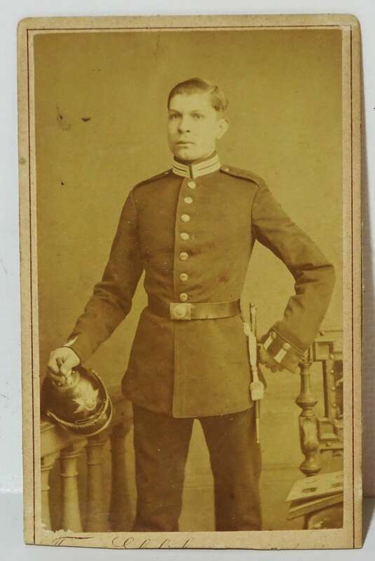 CdV Foto Soldat Pickelhaube Bajonett Portepee 1890er Ehrlich Dresden