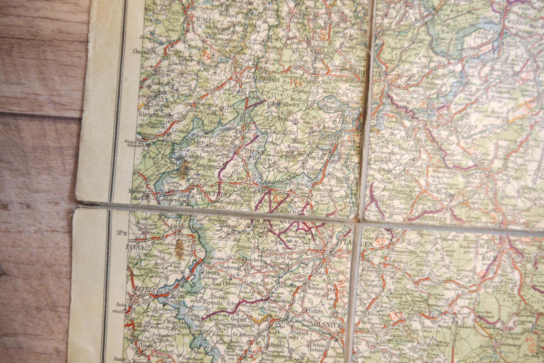 Alte Landkarte Auto Motorradfahrer Karte Ausgabe 1929