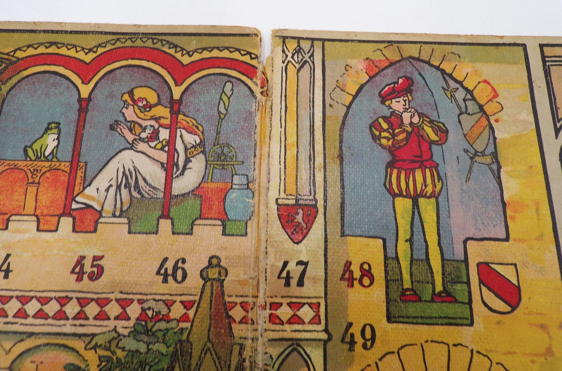 Alter Spielplan Märchen Zwerge Wichtel Froschkönig um 1930 Alter Spielplan Märchen Zwerge Wichtel Froschkönig um 1930