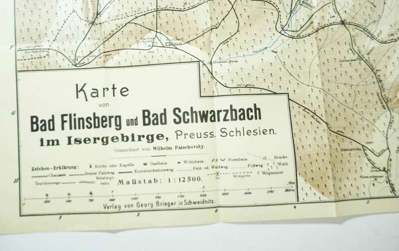 Plan von Bad Flinsberg und Bad Schwarzbach Schlesien 1930er Landkarte 