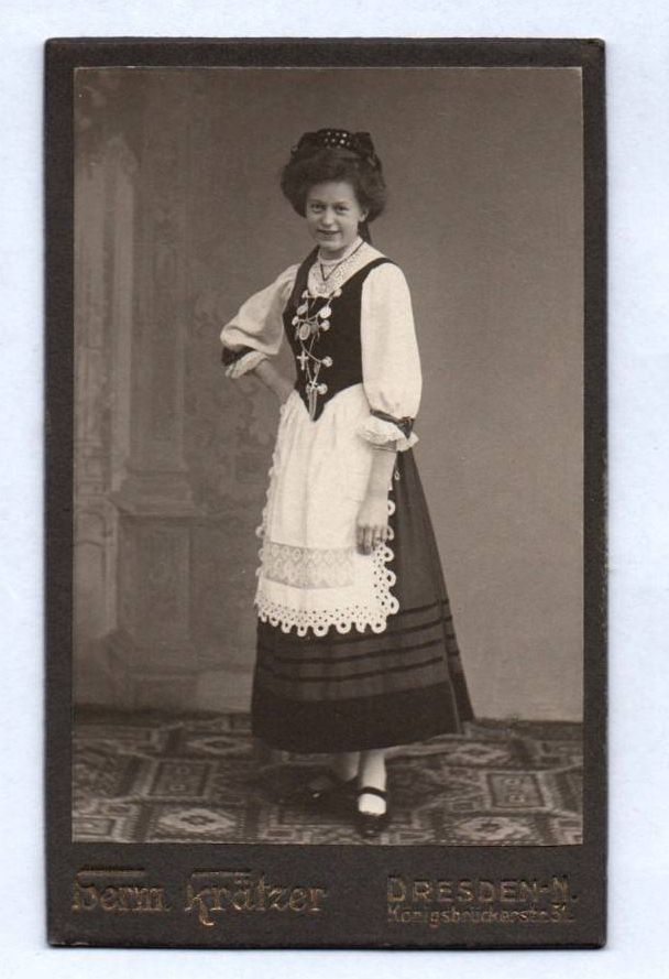 CDV Foto Dame in Tracht Mode um 1900 Krätzer Dresden Fotografie CDV Foto Dame in Tracht Mode um 1900 Krätzer Dresden Fotografie