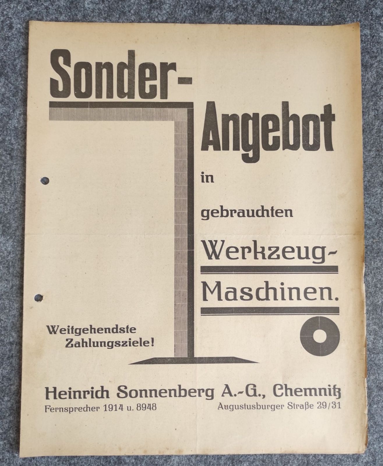 Sonderangebot gebrauchte Werkzeugmaschinen 1914 Preisliste Sonderangebot gebrauchte Werkzeugmaschinen 1914 Preisliste