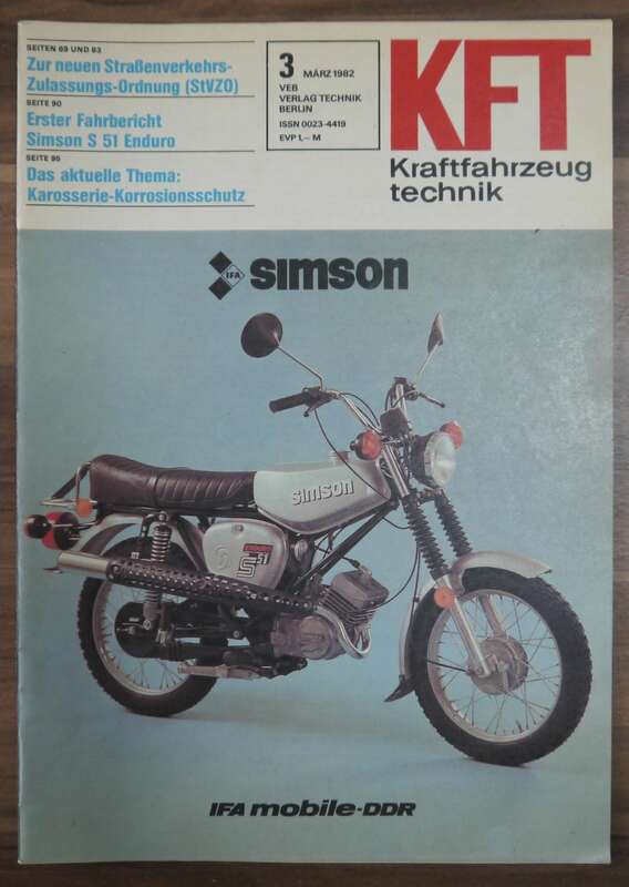 KFT VEB Verlag Heft März 1982 IFA Simson Erster Fahrbericht S 51 Enduro Neue StVZO