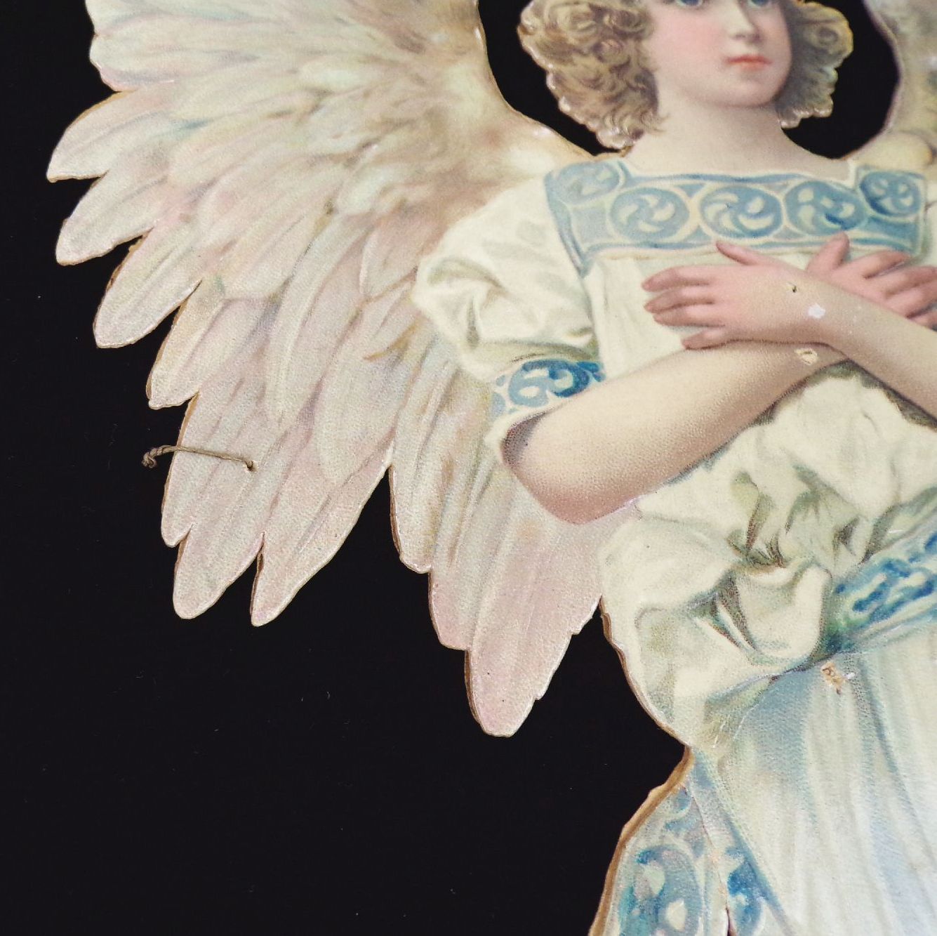 Alter Weihnachtsengel Oblate XL Christbaumschmuck um 1900 vintage scrap