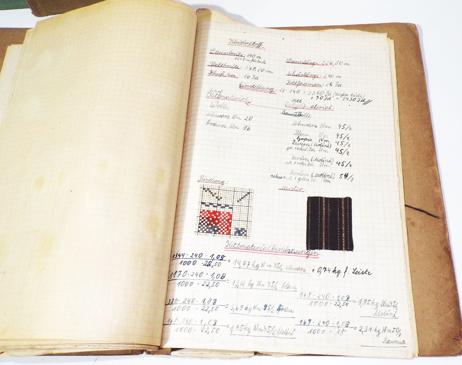 Konvolut Textilfacharbeiter Weber Ausbildung Hefter Hefte Bindungslehre