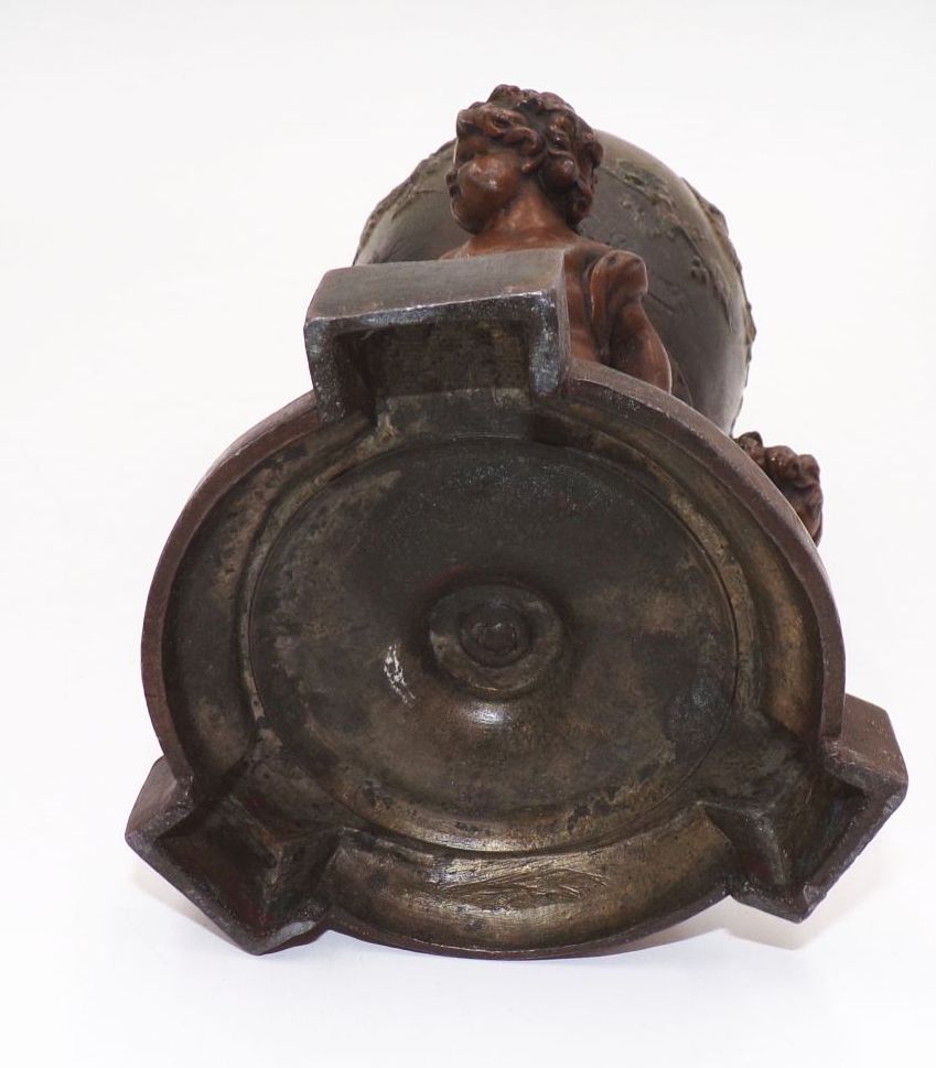 Alte Bronze Amphoren 2 Stück Eugene Provost signiert Putto Engel