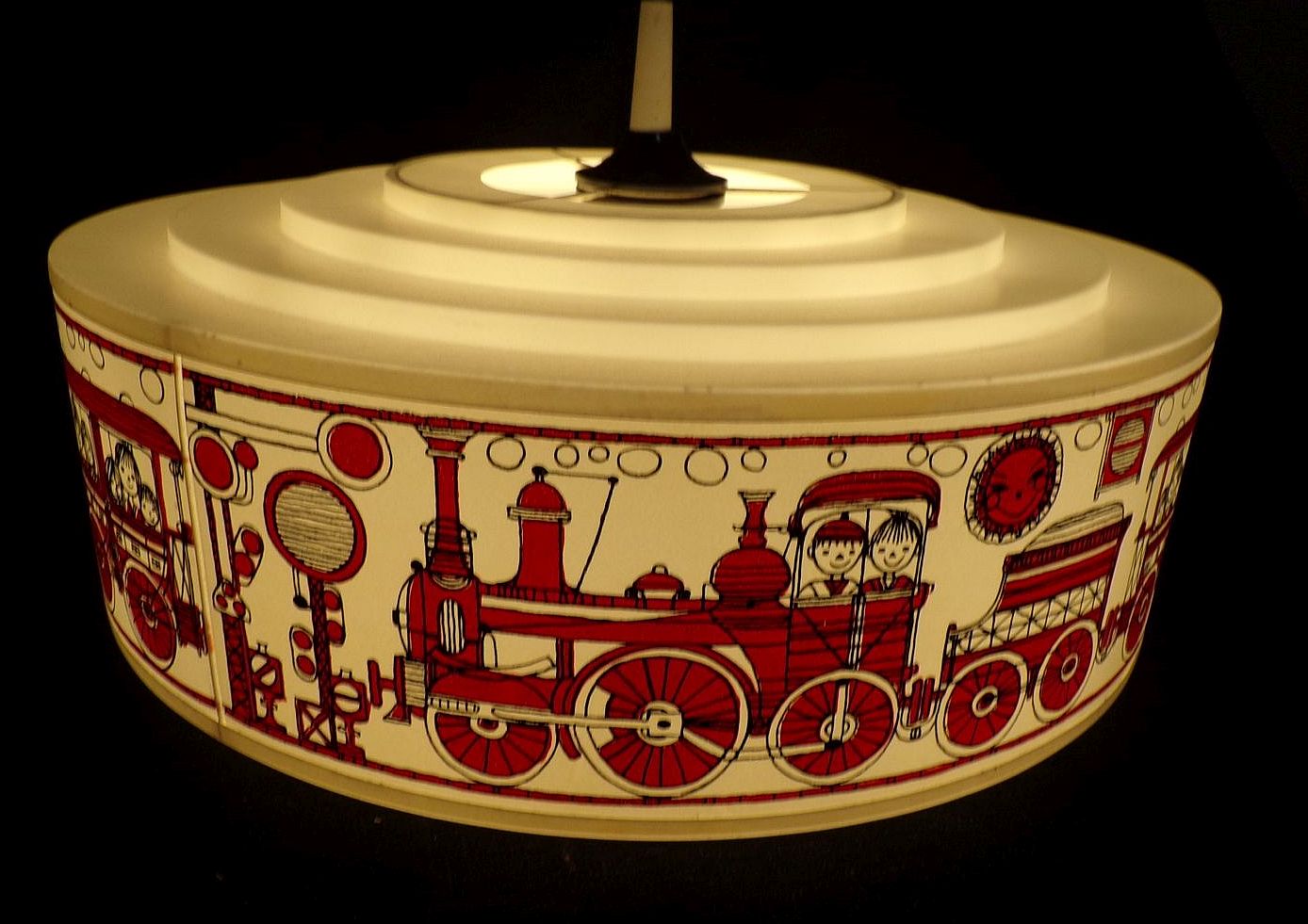 Alte Deckenleuchte Kinder Eisenbahn Rund E27 Kunststoff Lampe 