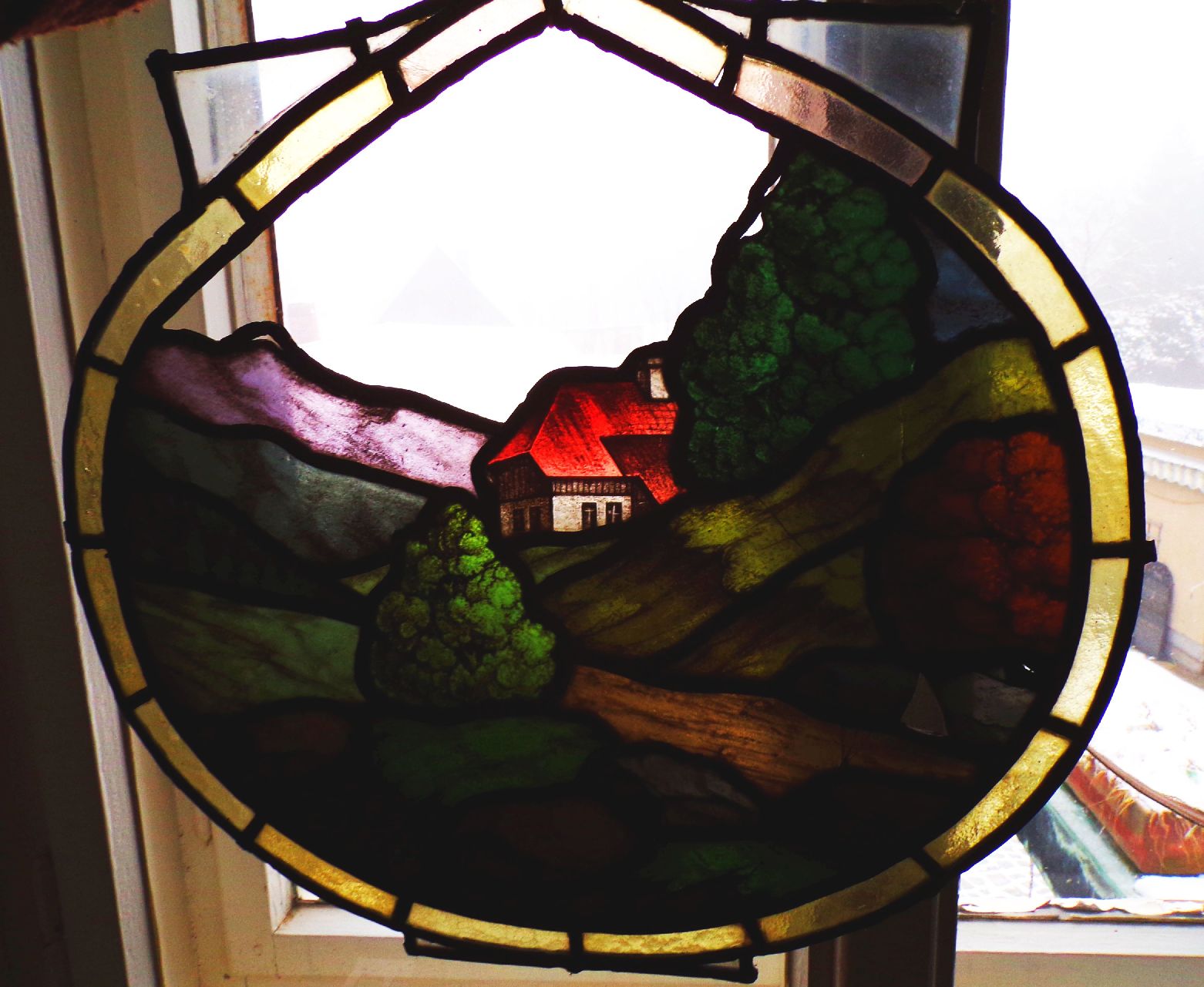 Bleifenster Fensterbilder uralte Bleiverglasung 2 Stück Fenster