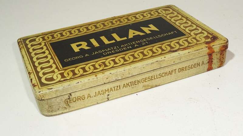 Rillan Georg A Jasmatzi Dresden Zigarettendose Blechdose Metalldose 