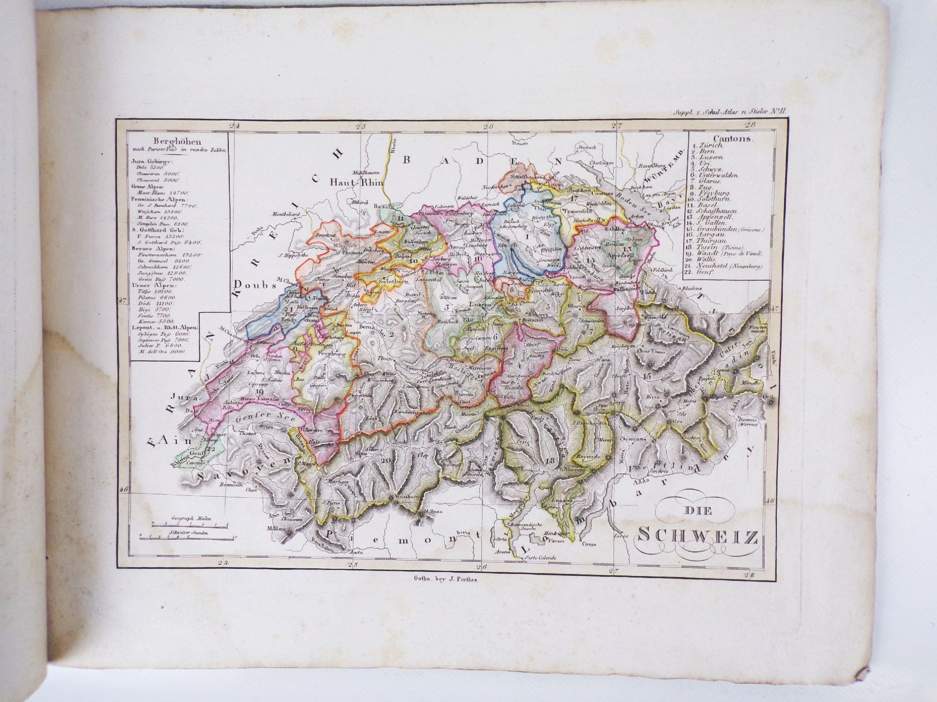 Stielers Schul Atlas 1829 kolorierte Karten