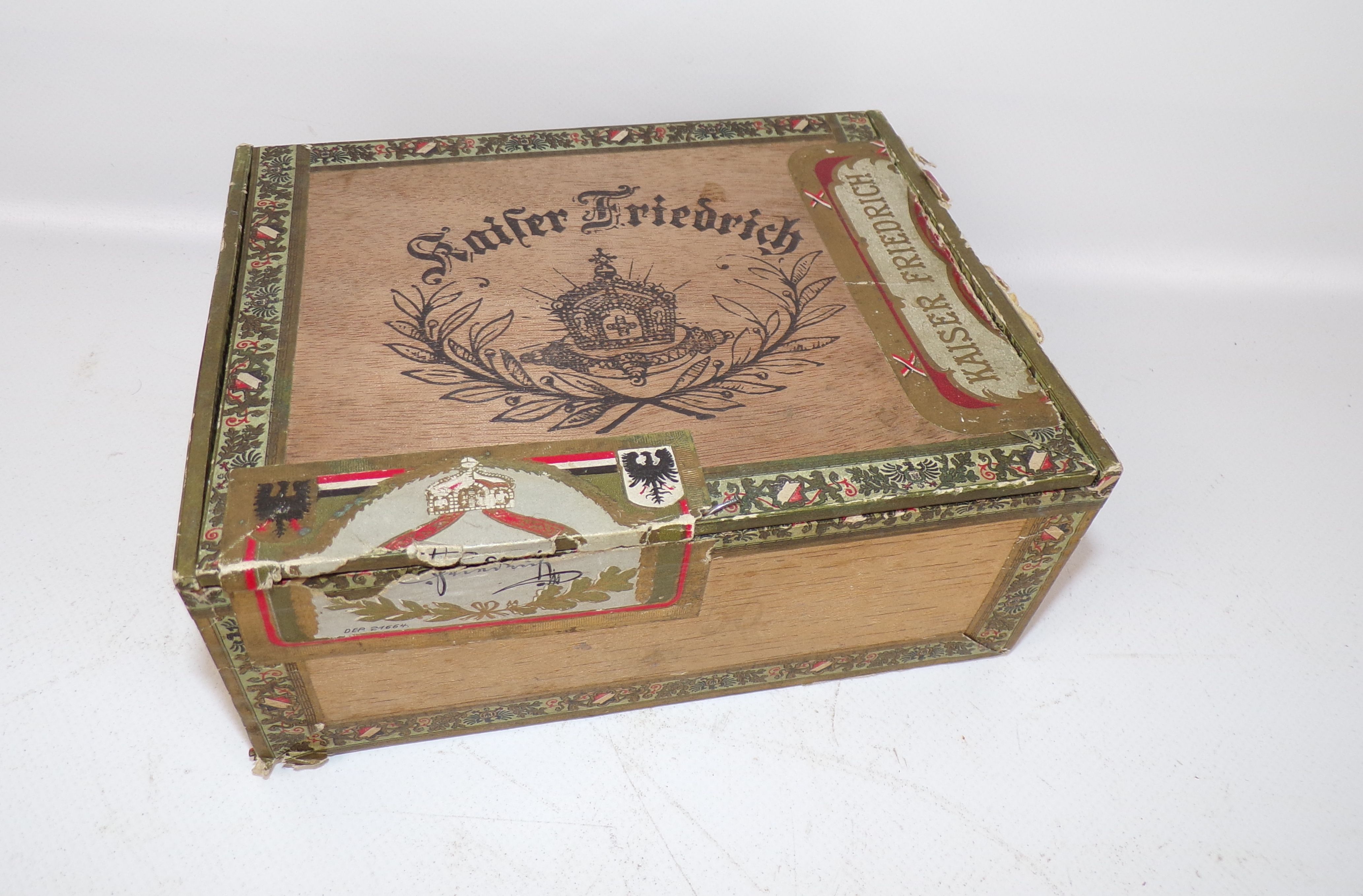 Alte Zigarrenkiste Kaiser Friedrich Kaiserreich um 1900 Patriotik 