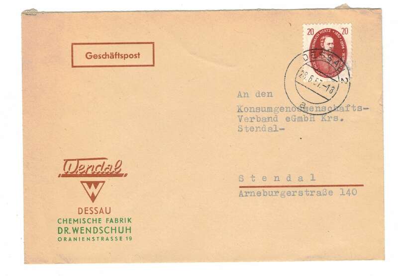 Werbe Brief Wendal Chemische Fabrik Dessau 1957 