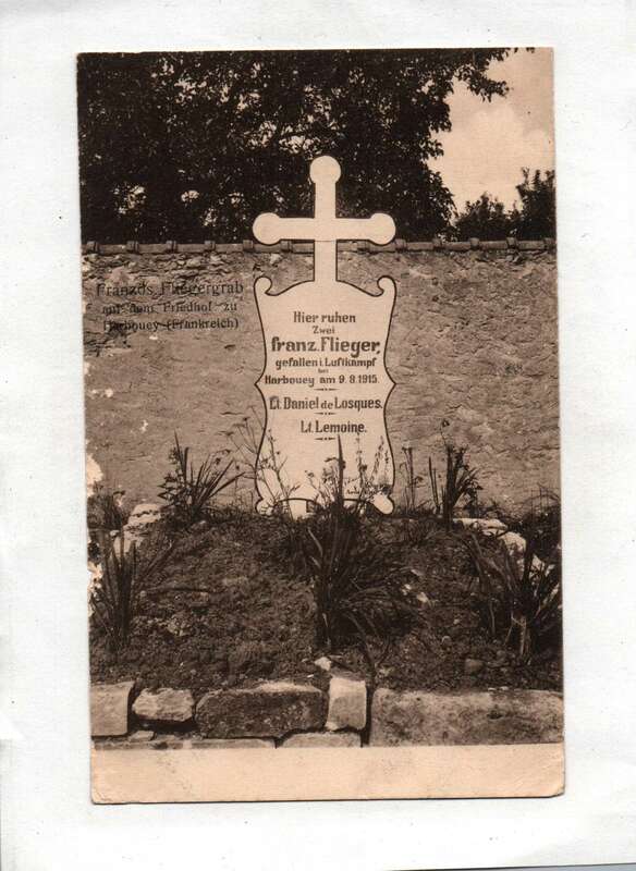Ak Foto Französisches Fliegergrab Friedhof Harbouey Frankreich 1915