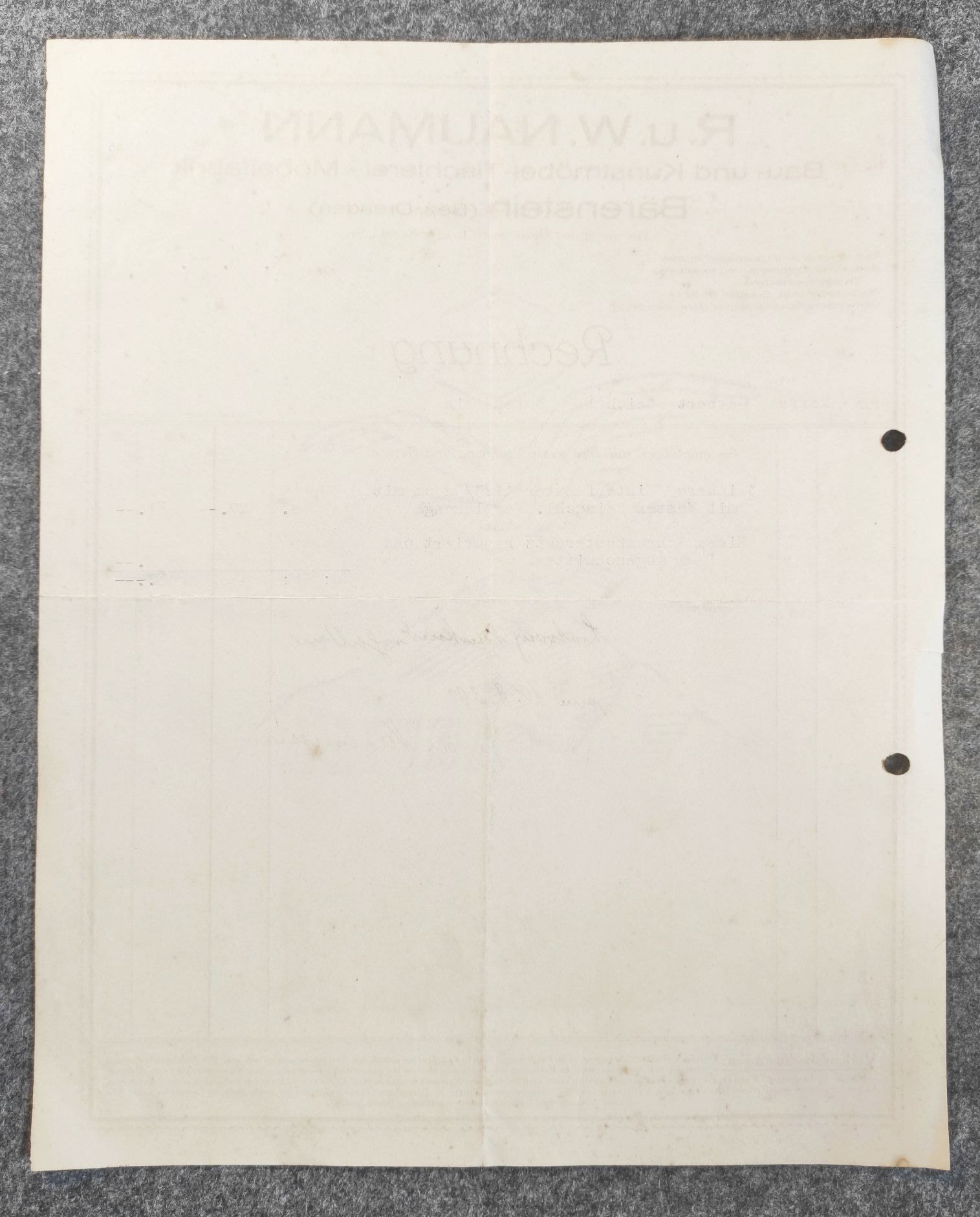 Alte Rechnung Bau Kunstmöbel Tischlerei Möbelfabrik 1930 Alte Rechnung Bau Kunstmöbel Tischlerei Möbelfabrik 1930