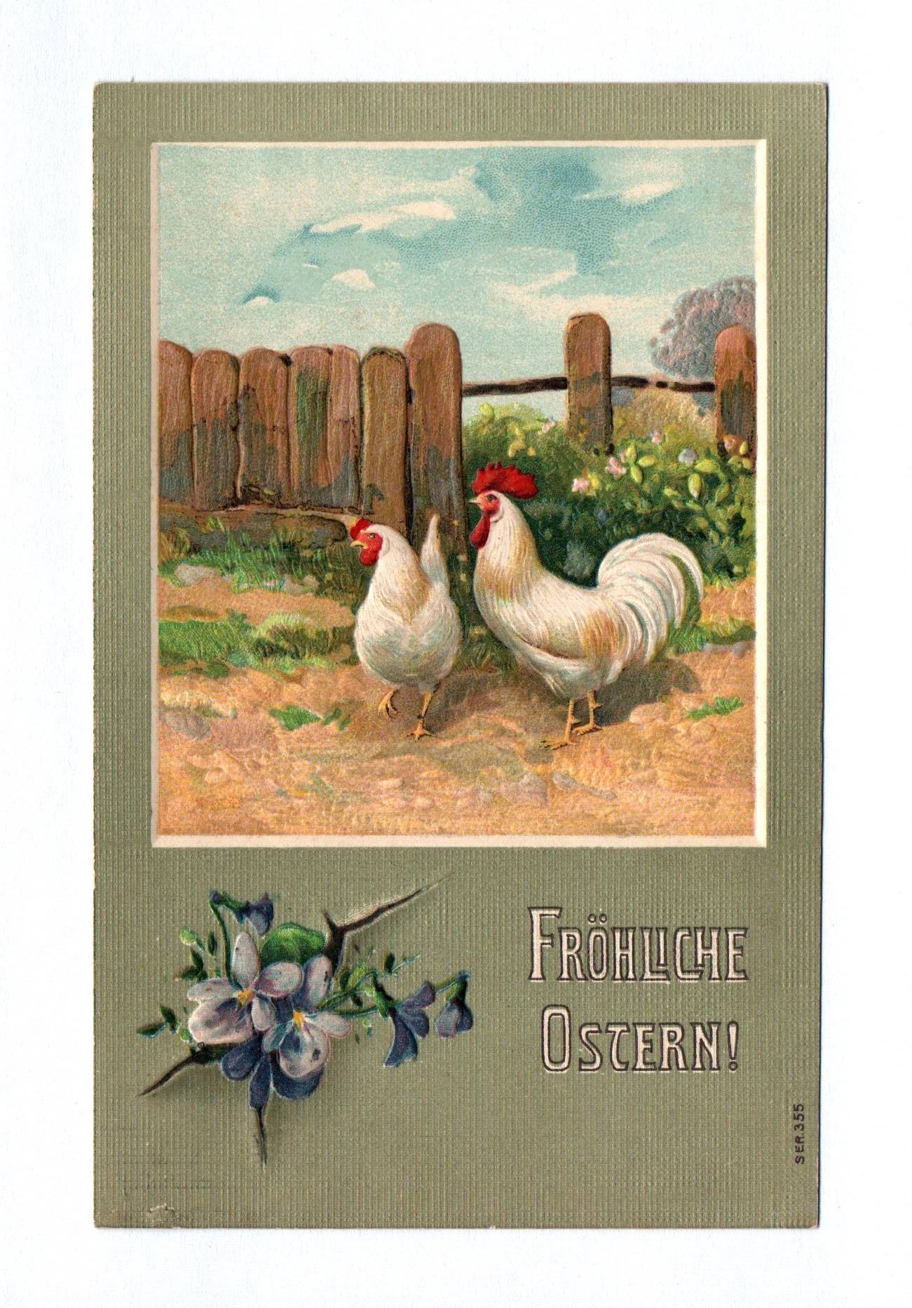 Ak Fröhliche Ostern Hahn und Henne geprägt Ak Fröhliche Ostern Hahn und Henne geprägt