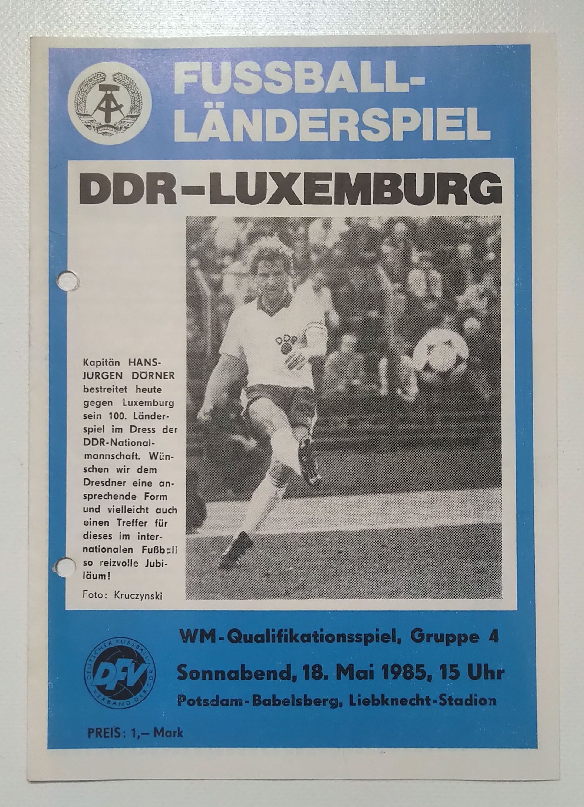 Fußball Programmheft Fußballländerspiel DDR - Luxemburg 1985