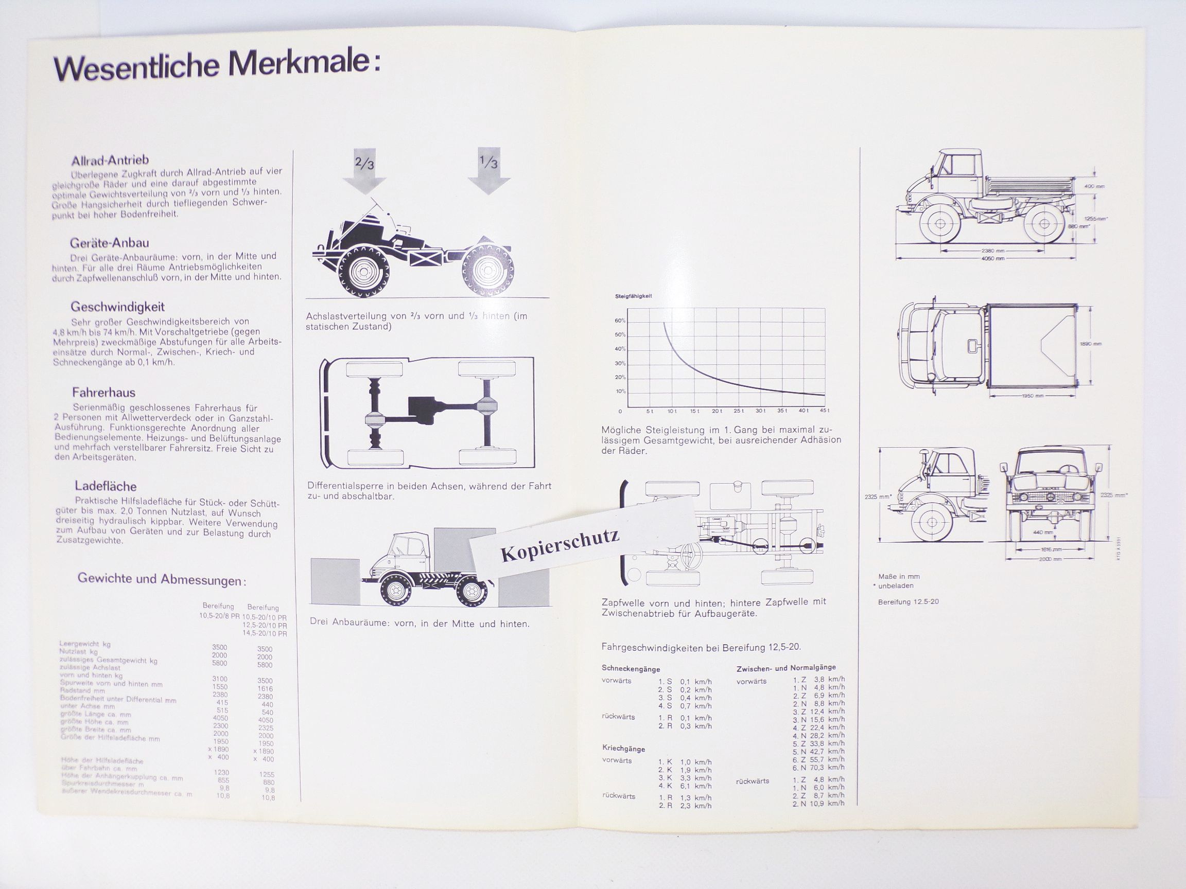 Prospekt Unimog U84/406 Vintage Mercedes