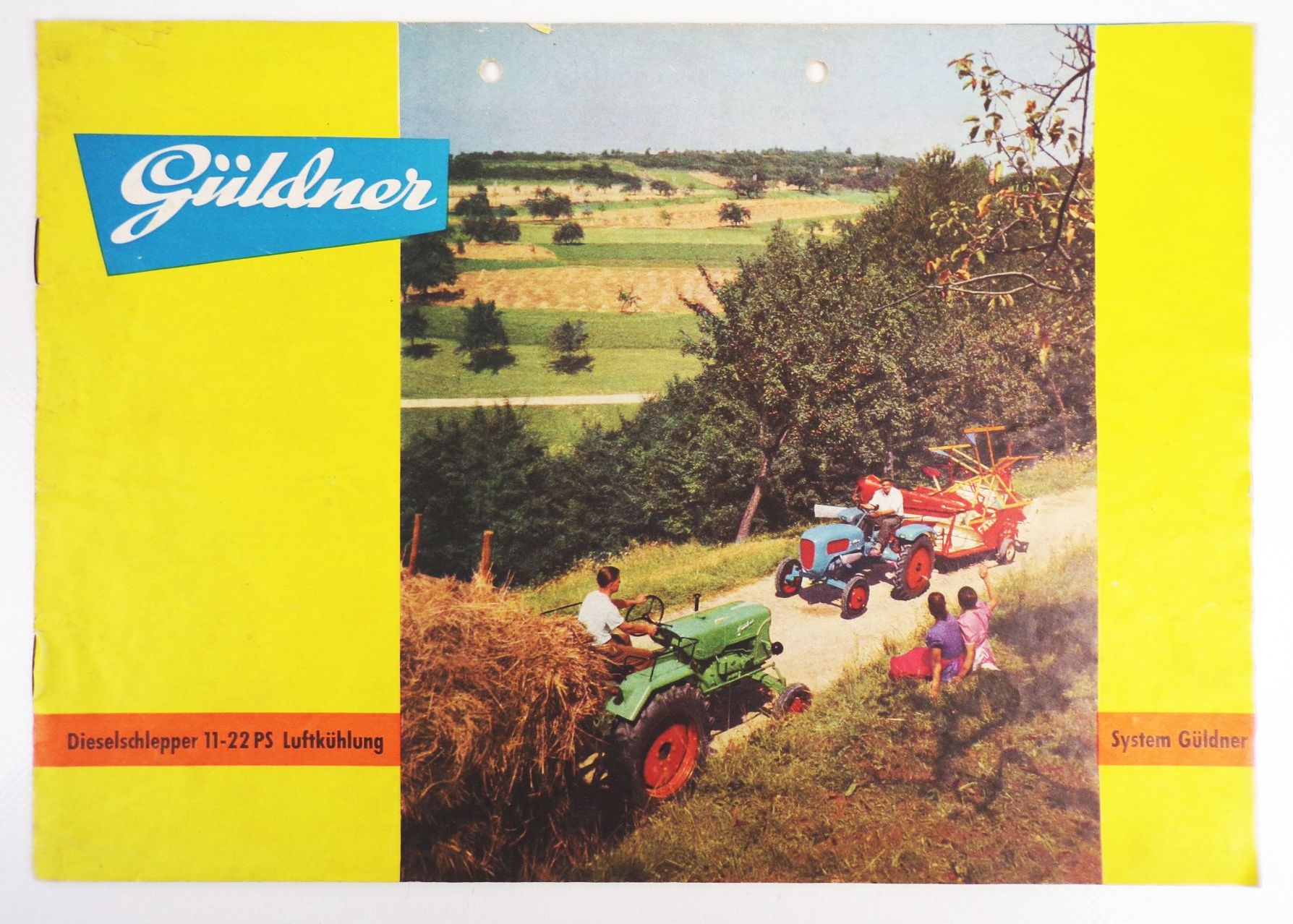 Altes Prospekt Güldner Dieselschlepper 11 bis 22 PS mit Luftkühlung Oldtimer