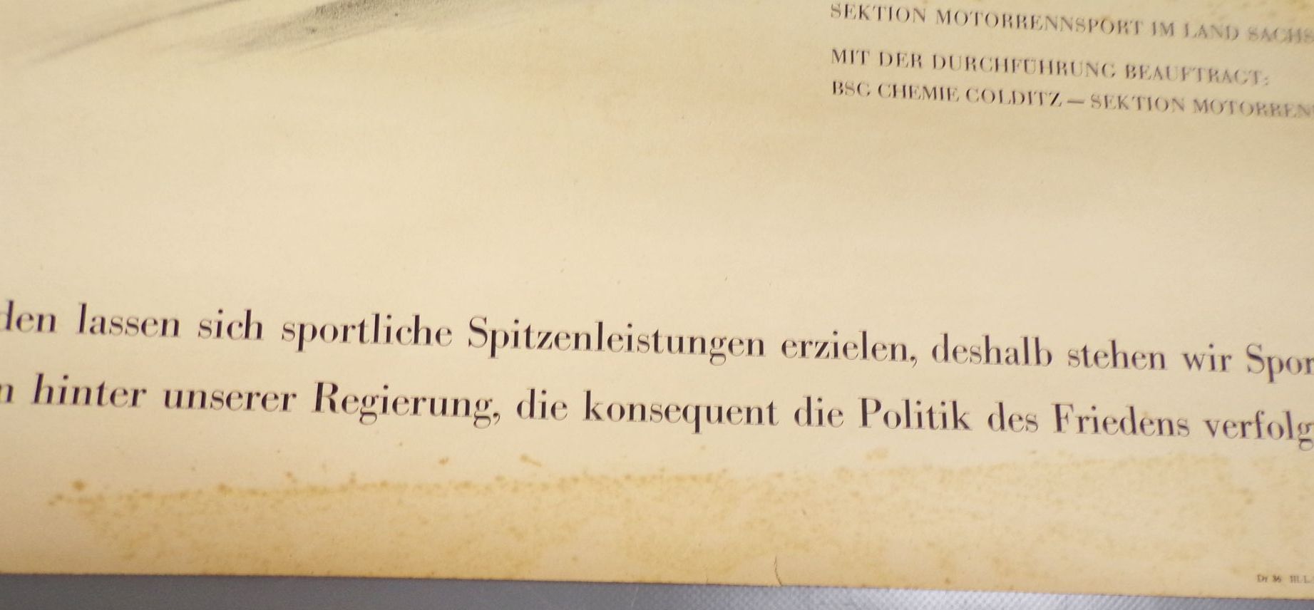 Plakat Colditzer Waldbadrennen 1952 DDR Motorsport seltenes Poster