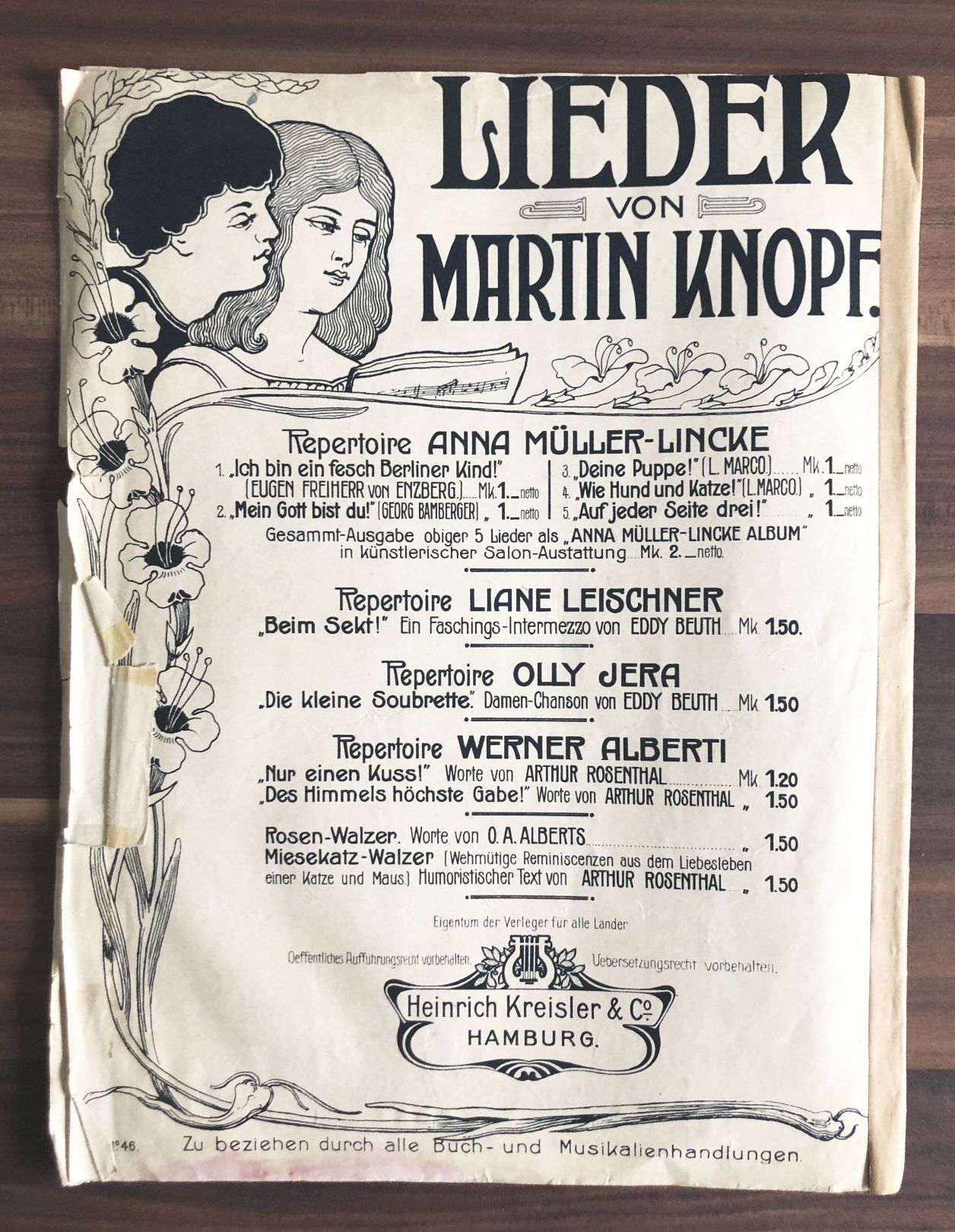 Auf Der Reeperbahn Nachts Um Halb Eins Lied Auf der Reeperbahn Nachts um halb eins A3 Lied Noten Text | 17843