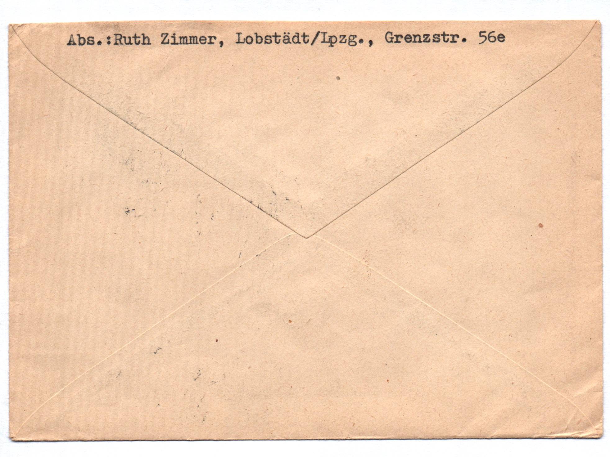 R Brief Leipzig DDR 1956 nach Fulda Briefkuvert R Brief Leipzig DDR 1956 nach Fulda Briefkuvert