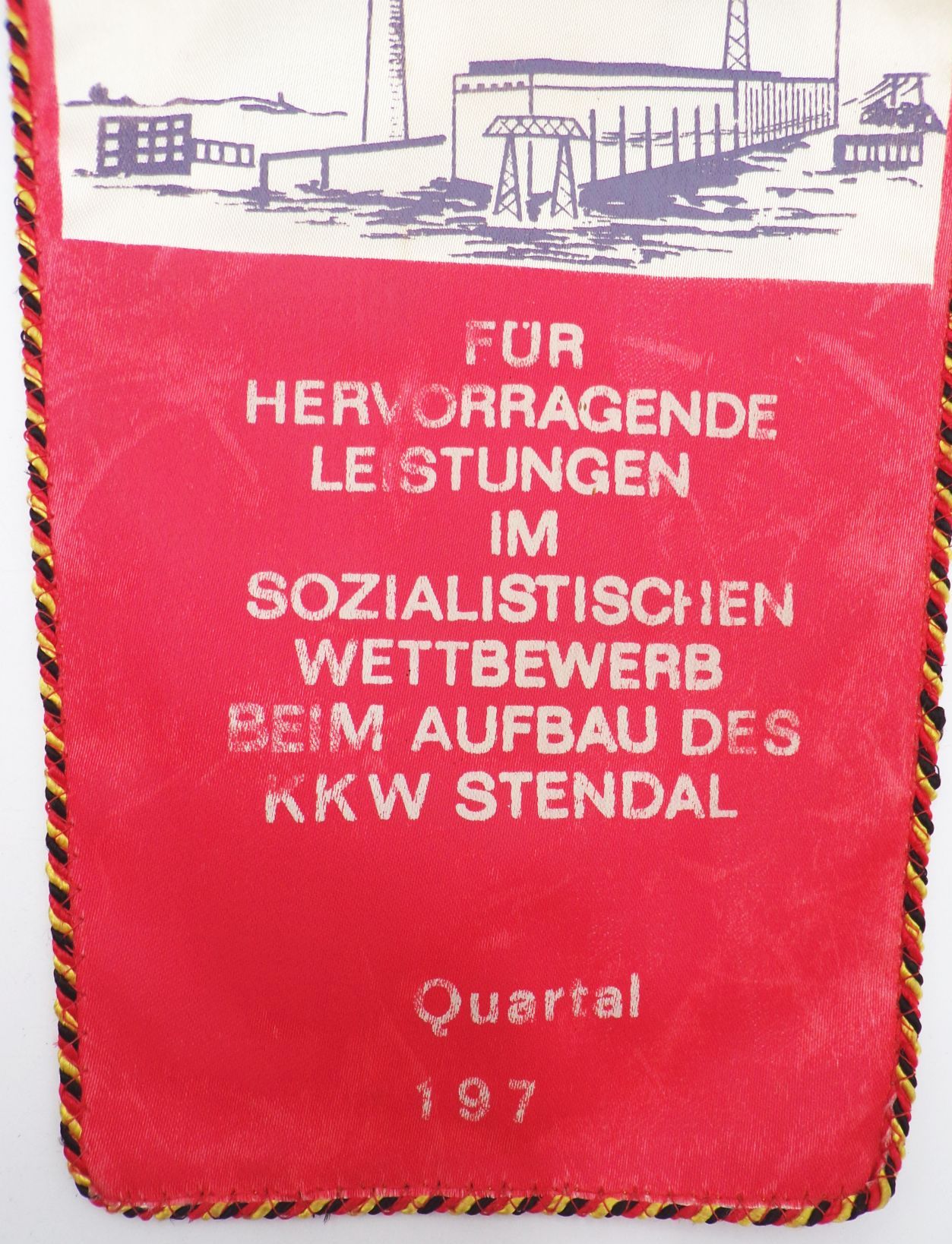 DDR Wimpel Bestes Kollektiv Aufbau des KKW Stendal 