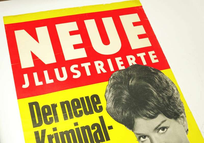 Illustrierte Poster neuer Krimi Eva Bartok 1961 Vintage Plakat Zeitung
