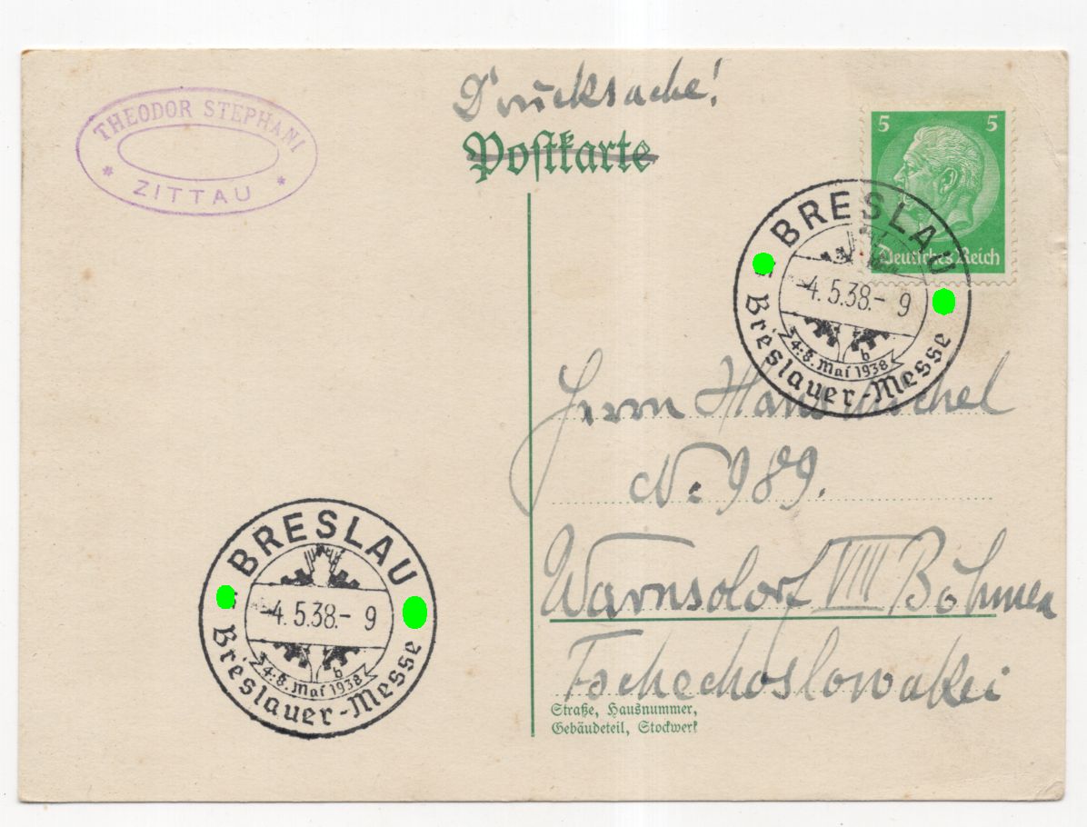 Drucksache 1938 Breslau Breslauer Messe Stempel