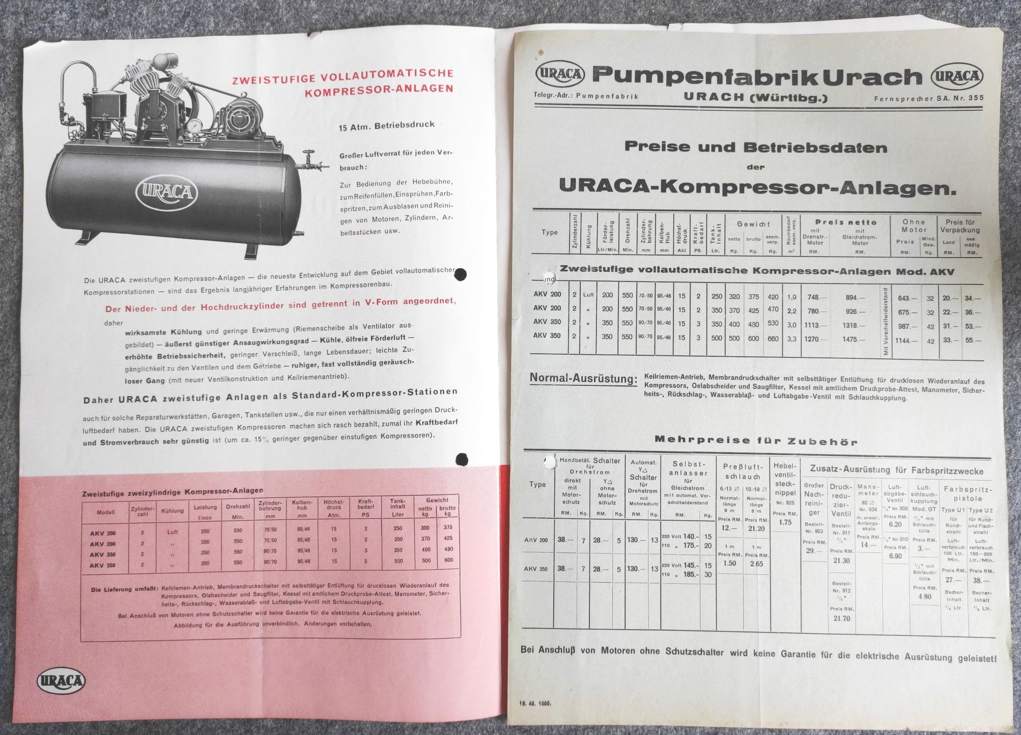 URACA Vollautomatische Kompressor Anlagen Werbung Pumpenfabrik Urach URACA Vollautomatische Kompressor Anlagen Werbung Pumpenfabrik Urach