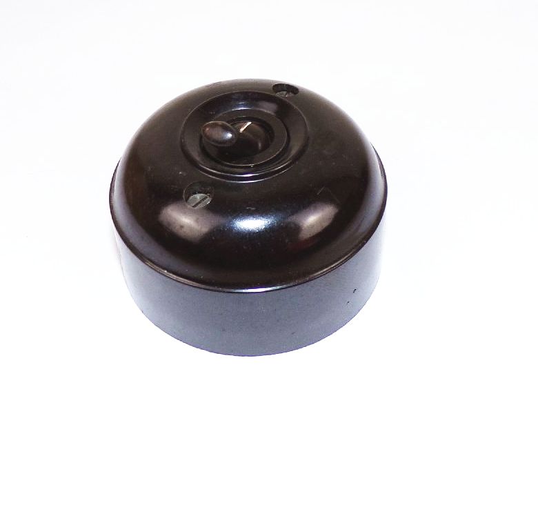 Alter Lichtschalter Schwarz Bakelit An Aus Aufputz vintage Kippschalter 