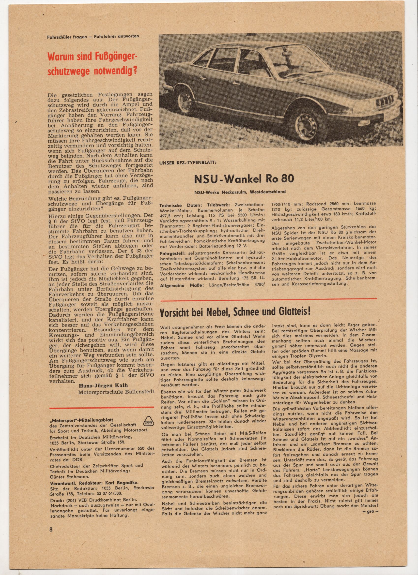 Motor Sport Mitteilungsblatt des ZV der GST Ausgabe 3 von 1968 Berlin Patroillenfahrer