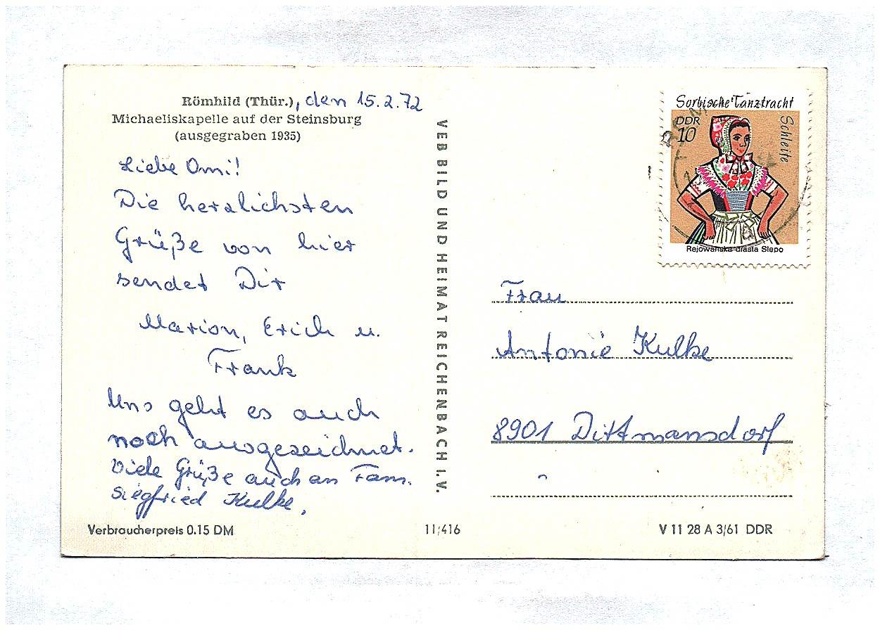 Foto Ak Römhild Thüringen Michaeliskapelle auf der Steinsburg DDR 1972 Foto Ak Römhild Thüringen Michaeliskapelle auf der Steinsburg DDR 1972
