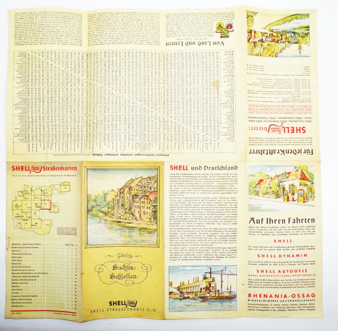 Alte Shell Reklame Sachsen Schlesien Straßenkarte Nr 13 Görlitz 1930er ...