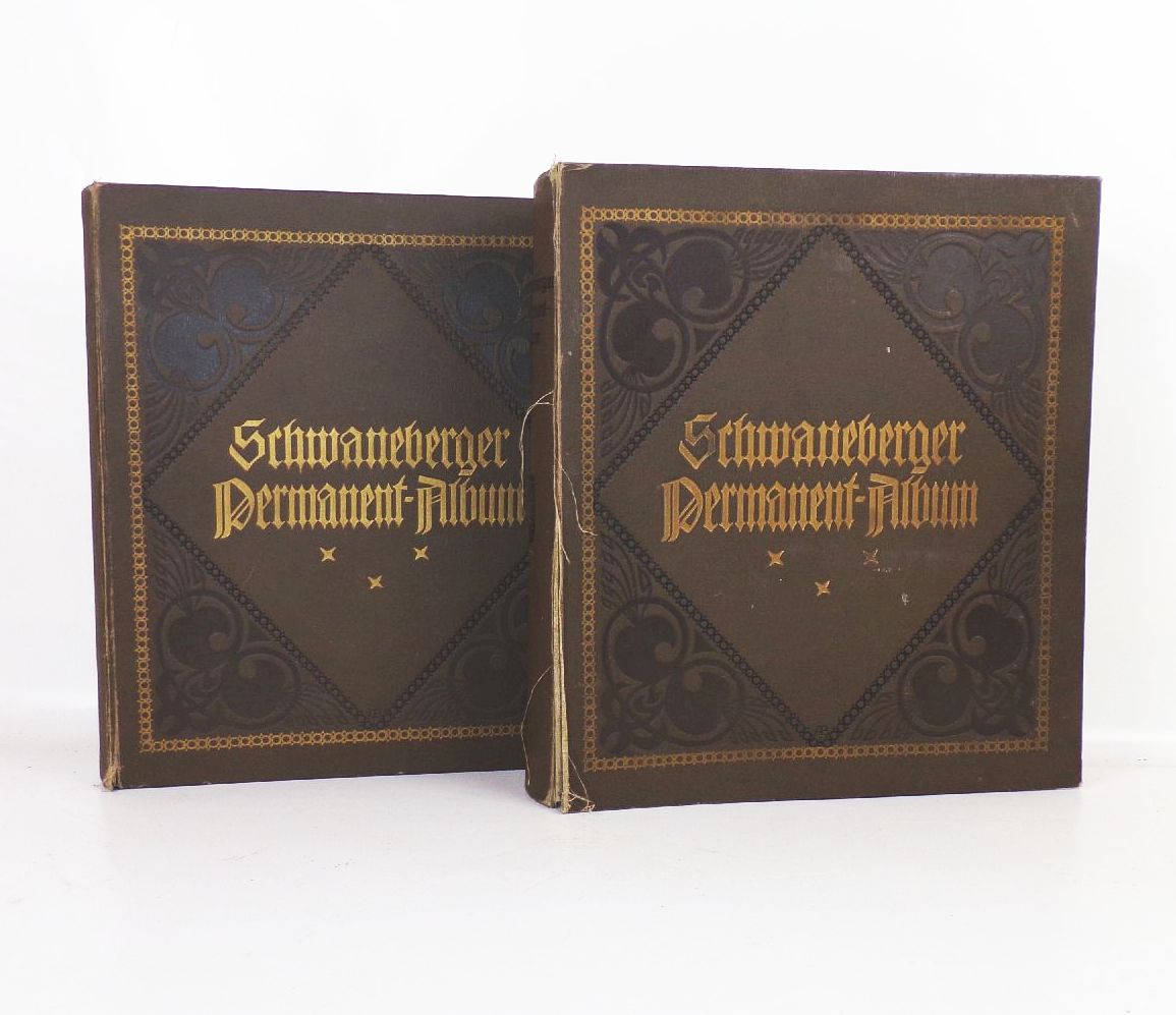 Schwaneberger Vordruck Alben Band 1 und 2 mit Briefmarken 