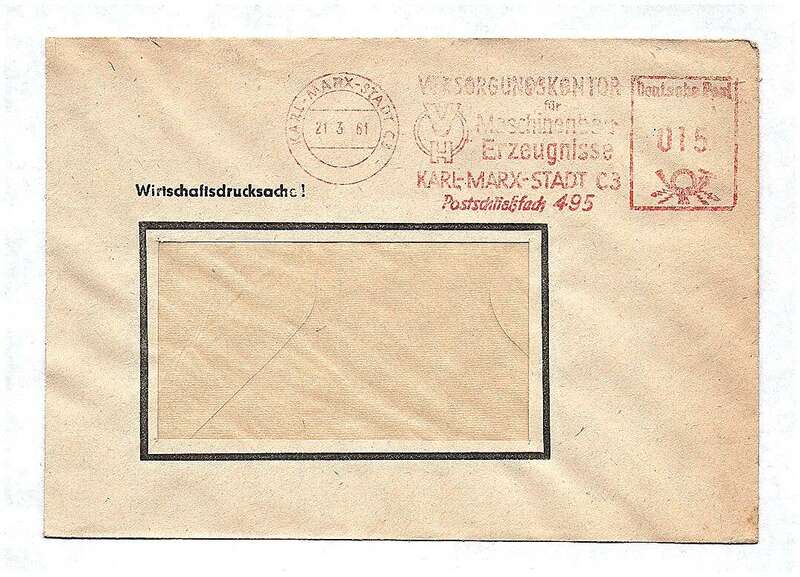 Wirtschaftsdrucksache 1961 Briefkuvert DDR Karl Marx Stadt