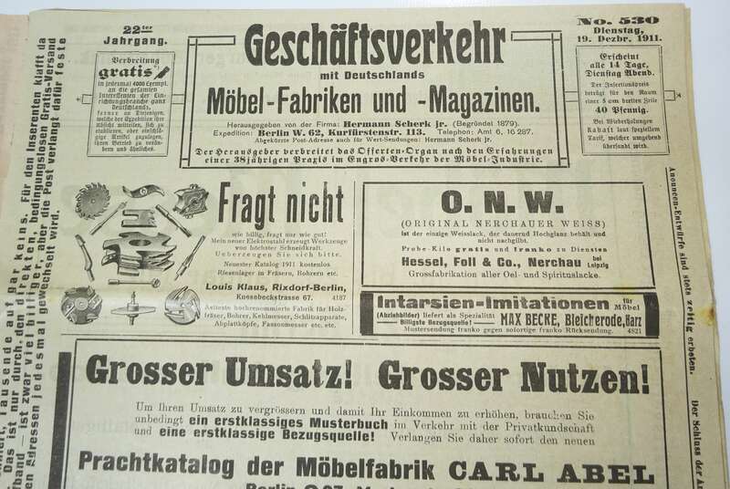 Offertenblatt Geschäftsverkehr Möbel 1911 1912 Werbeanzeigen Annoncen Reklame