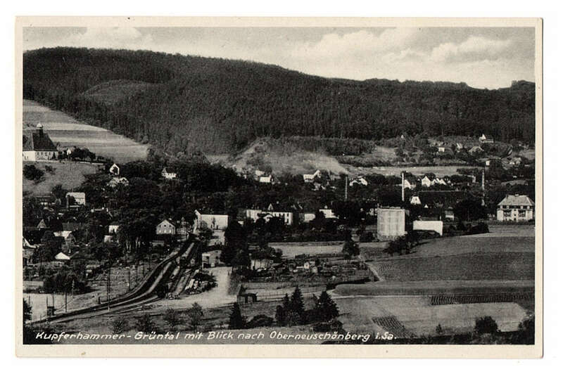 Ak Kupferhammer Grüntal mit Blick nach Oberneuschönberg i Sa
