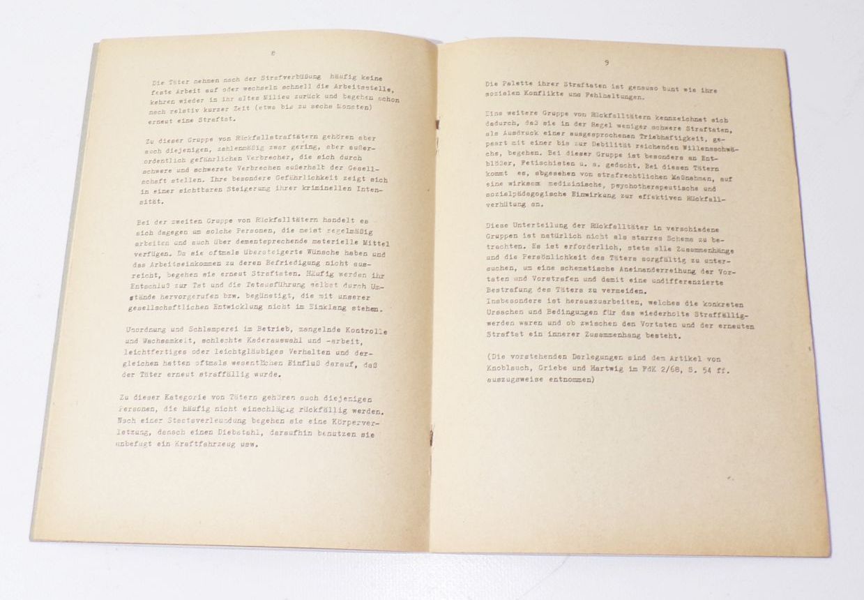 Offiziersschule des MdI Wilhelm Pieck Dienstgebrauch Rückfallkriminalität 1976